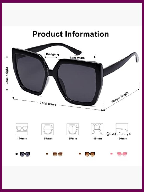 Oversized Horned Rim Sunglasses with UV400 Protection Plastic Frames main image 5